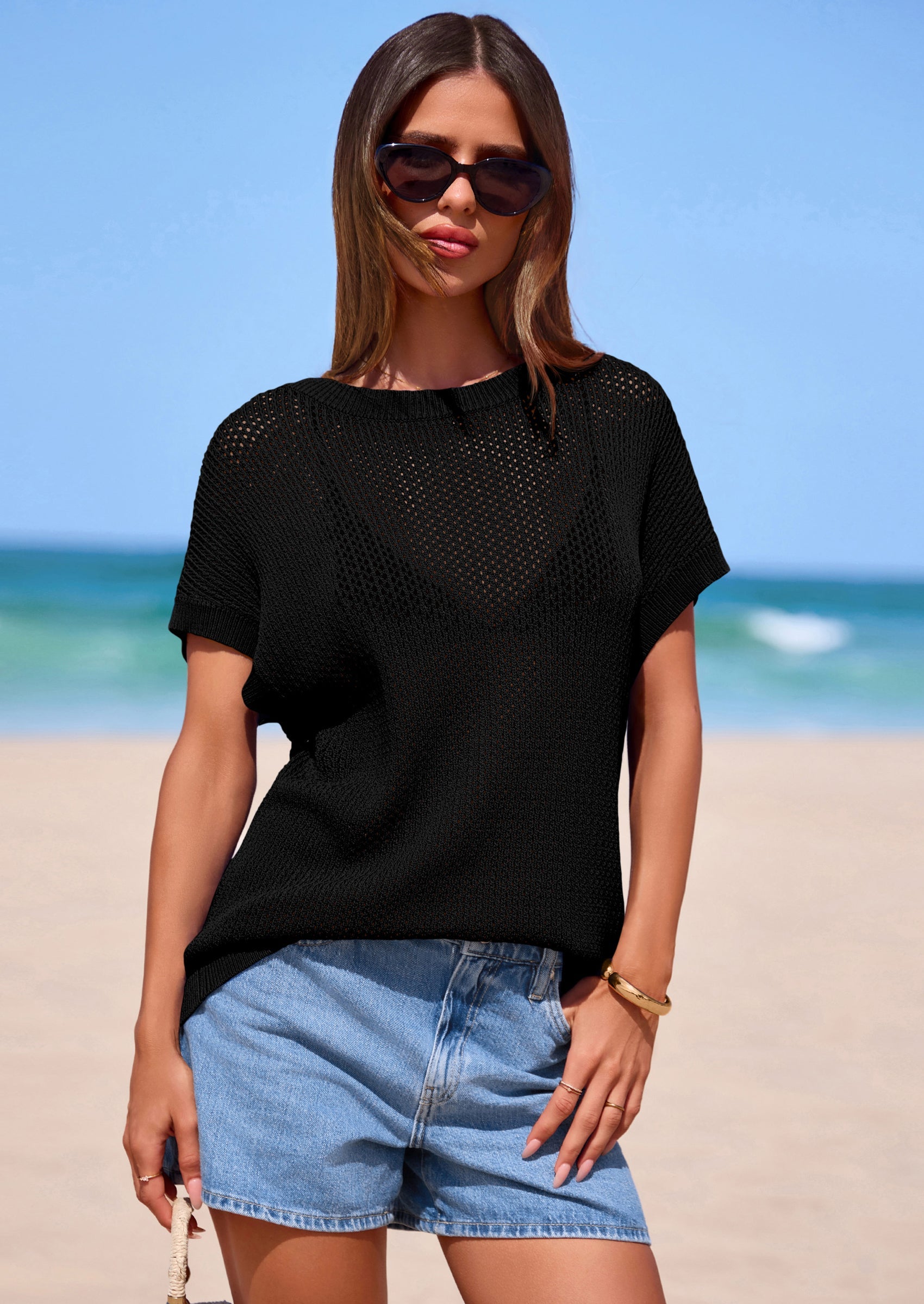 PRETTYGARDEN Women Spring Sweater Vest Business Casual Tank Top Lightweight Cap Sleeve Knit Shirts Trendy Summer Outfits PRETTYGARDEN