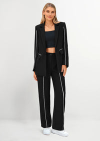 PRETTYGARDEN 2 Piece Blazer Outfits Business Casual Oversized Jacket Wide Leg Work Pants Dressy Suit Set