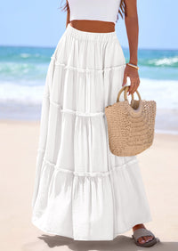 PRETTYGARDEN Women's Tiered Maxi Skirt Summer Spring Fashion 2026 High Waisted Long Flowy Casual Boho Beach Vacation Clothes PRETTYGARDEN