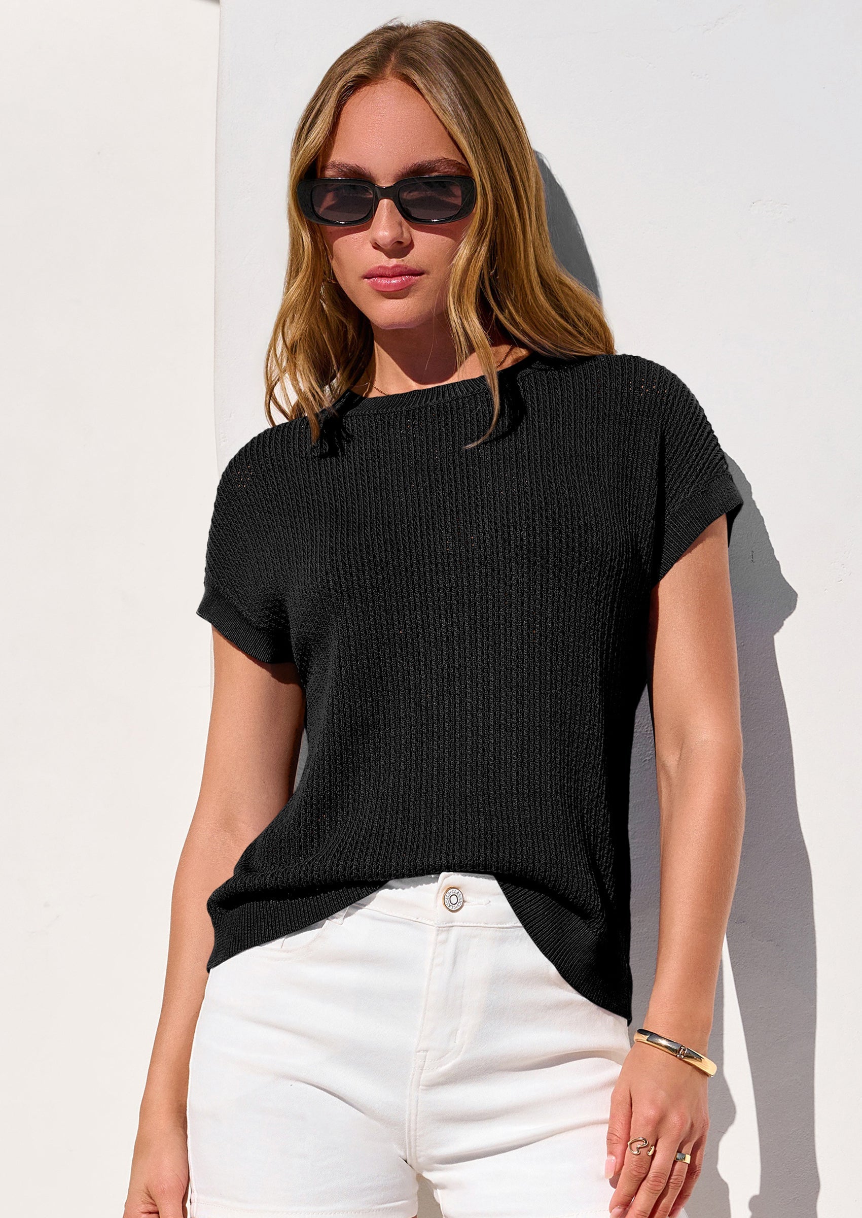 PRETTYGARDEN Women Spring Sweater Vest Business Casual Tank Top Lightweight Cap Sleeve Knit Shirts Trendy Summer Outfits PRETTYGARDEN