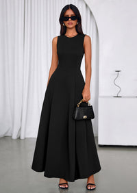 PRETTYGARDEN Women's Summer Tank Maxi Dress Spring Sleeveless Swing A Line Long Flowy Elegant Cocktail Dresses Pockets PRETTYGARDEN