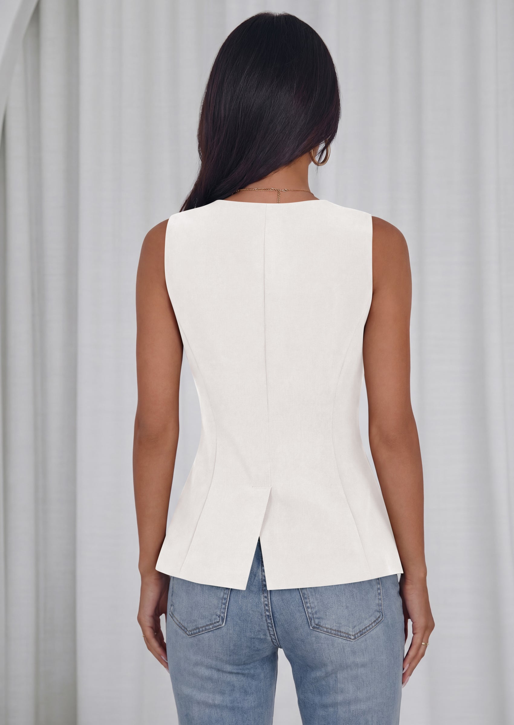 PRETTYGARDEN Womens Summer Sleeveless Blazer Vest Tops Trendy V Neck Button Down Business Casual Suit Vests Waistcoat PRETTYGARDEN