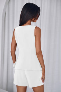 PRETTYGARDEN Womens 2 Piece Matching Sets Fashion Button Down Suit Vest Tops Shorts Set Spring Business Casual Outfits PRETTYGARDEN