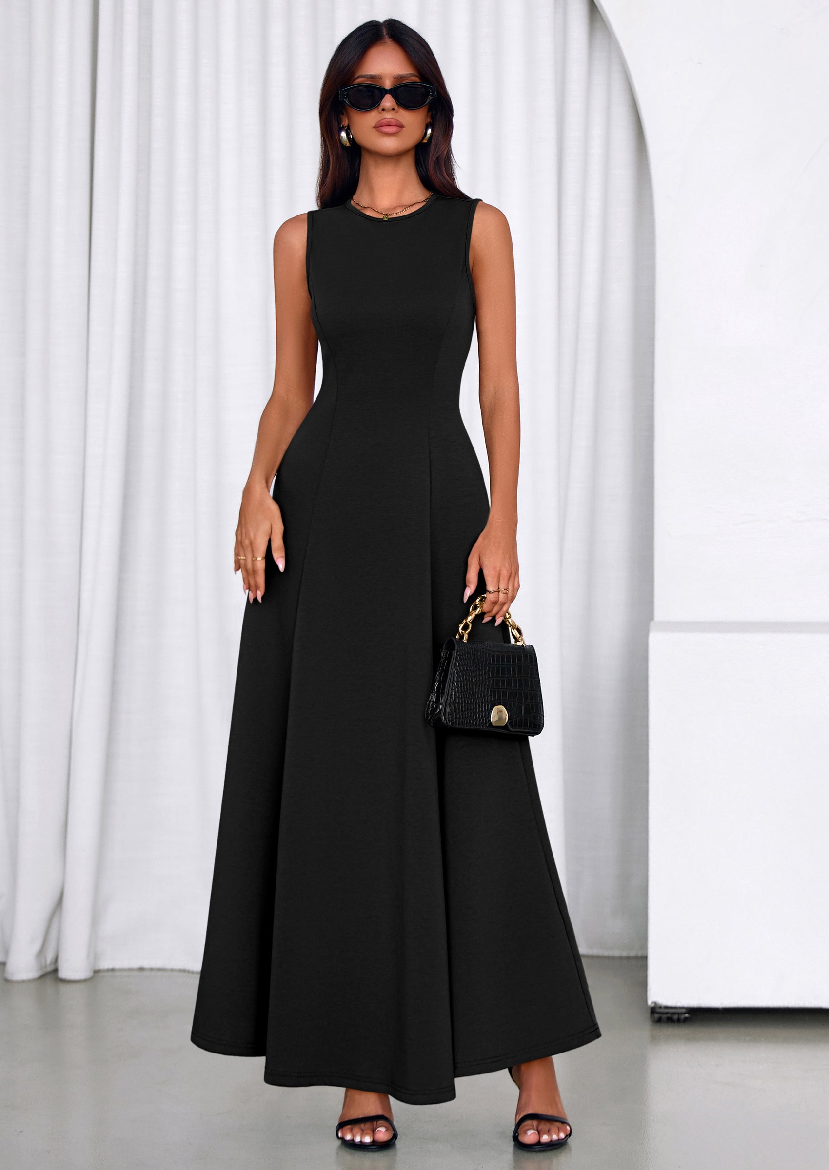 PRETTYGARDEN Women's Summer Tank Maxi Dress Spring Sleeveless Swing A Line Long Flowy Elegant Cocktail Dresses Pockets PRETTYGARDEN