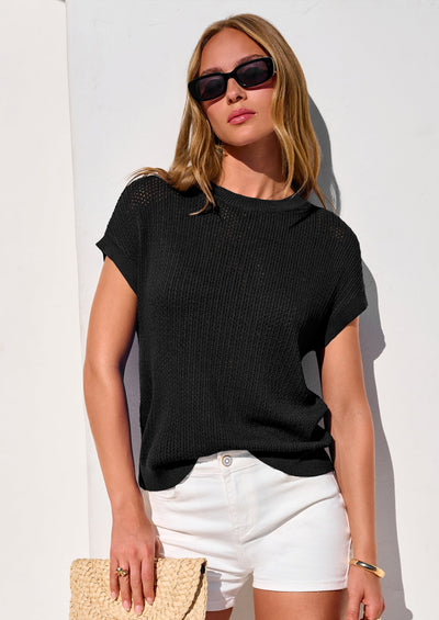 PRETTYGARDEN Women Spring Sweater Vest Business Casual Tank Top Lightweight Cap Sleeve Knit Shirts Trendy Summer Outfits PRETTYGARDEN