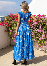 PRETTYGARDEN Women's Boho Maxi Dress Summer Cap Sleeve Long Flowy Beach Vacation Floral Sundresses Spring Resort Wear PRETTYGARDEN