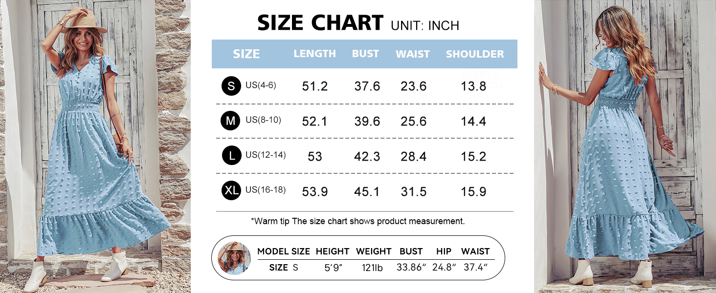 PRETTYGARDEN Womens Dresses Summer Maxi Dress Boho Short Sleeve V Neck Swiss Dot Ruffle Tiered Smocked Flowy Long Dress PRETTYGARDEN