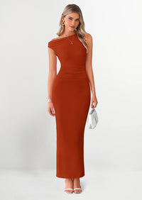 PRETTYGARDEN One Shoulder Bodycon Mesh Wedding Guest Cocktail Maxi Dresses