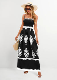 PRETTYGARDEN Summer Dress for Women Floral Sundress Spaghetti Strap Flowy Beach Vacation Boho Maxi Dresses