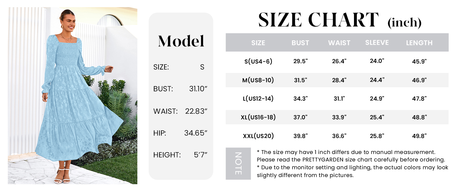 PRETTYGARDEN Fall Wedding Guest Dresses for Women Floral Long Sleeve Smocked Tiered Elegant Long Flowy Boho Dress