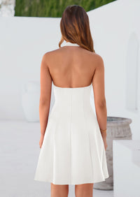 PRETTYGARDEN Cocktail Dresses for Women Short Summer Elegant Halter V Neck Sleeveless A Line Spring Mini Party Dress PRETTYGARDEN