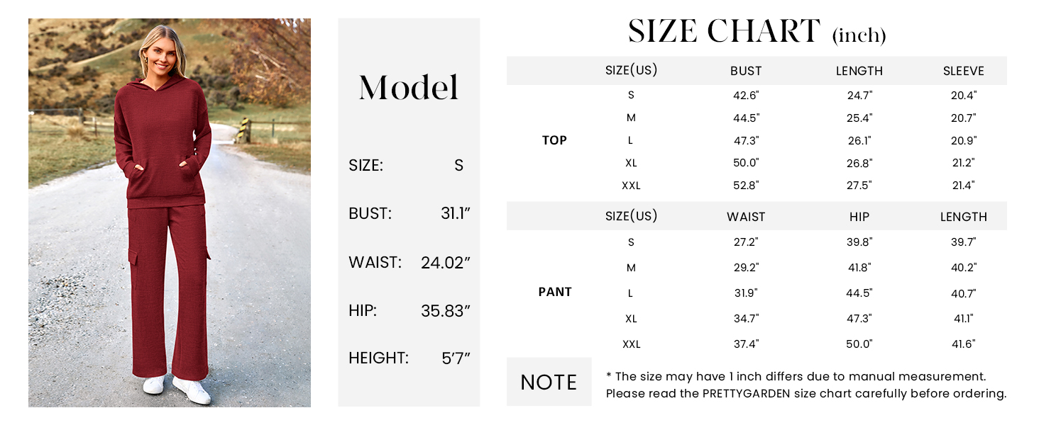 PRETTYGARDEN 2 Piece Sets For Women Fall Sweatsuits Outfits Lounge Matching Hoodie Set Travel Track Suits Winter Clothes