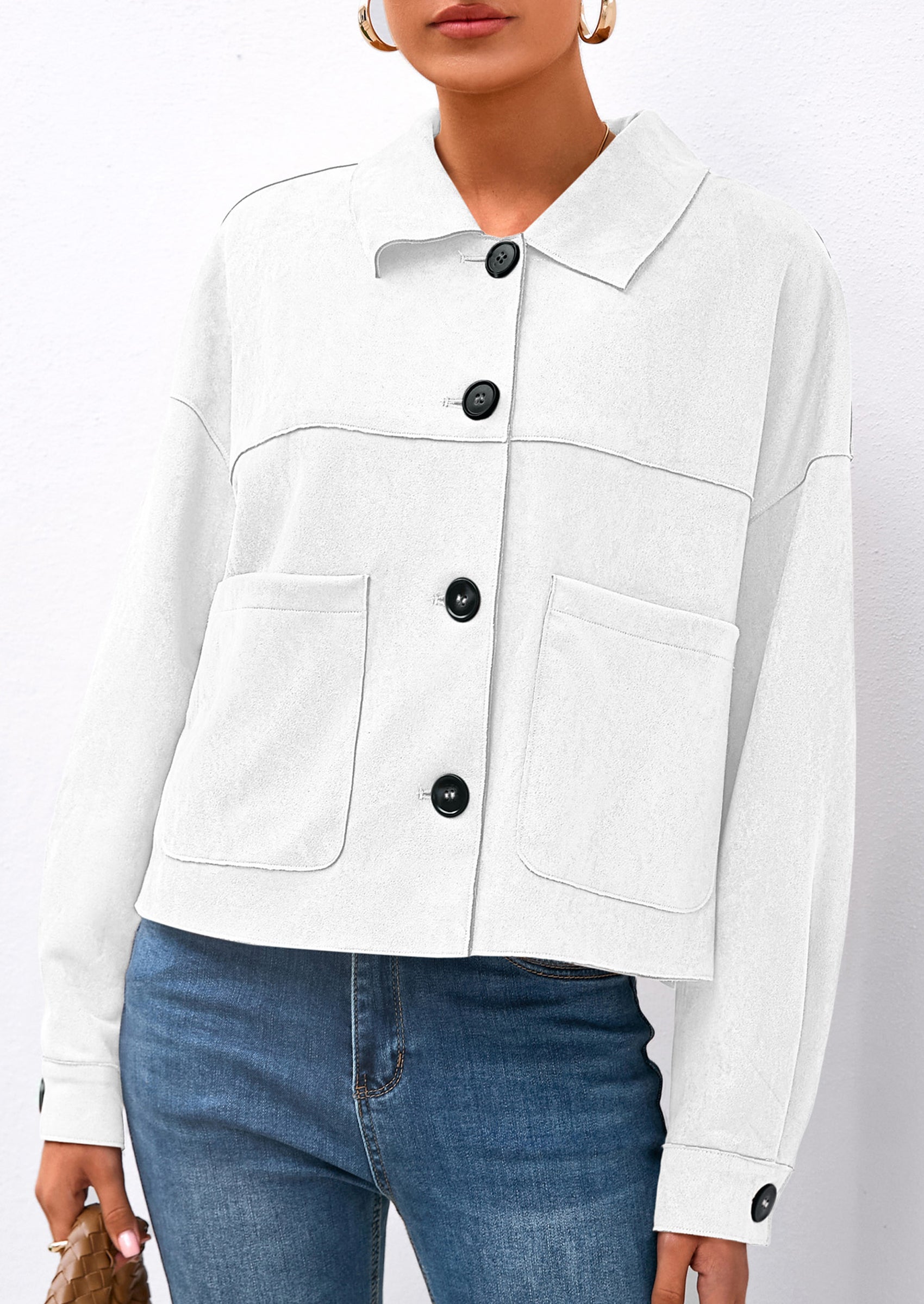 PRETTYGARDEN Women's Faux Suede Cropped Jacket Casual Lightweight Fall Fashion Winter Coats Outerwear Trendy Clothes