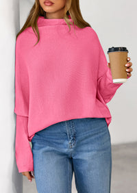 PRETTYGARDEN Womens Sweaters Fall Fashion Casual Loose Turtleneck Batwing Long Sleeve Knit Sweater Pullover Tops