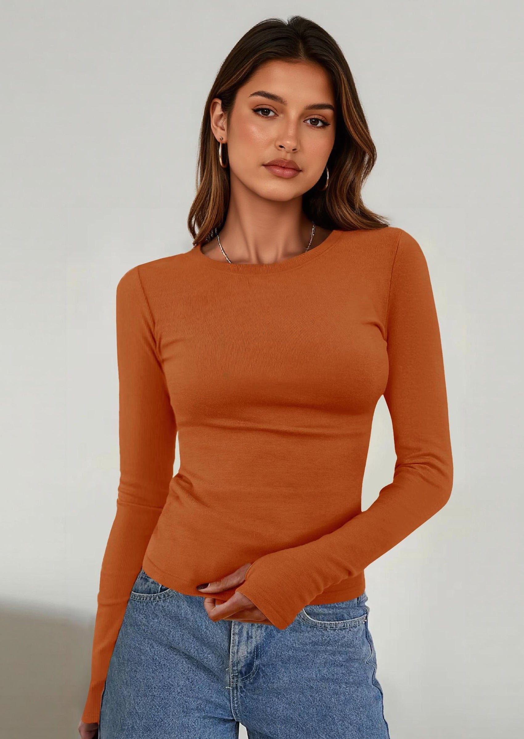 BTFBM Women's Casual Tops Spring Fall Outfits Long Sleeve Shirt Crewneck Workout Stretchy Slim Fit Going Out Top PRETTYGARDEN