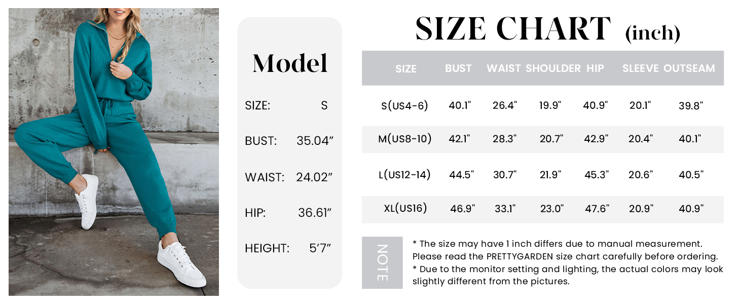 PRETTYGARDEN Women's 2 Piece Sweater Set Pullover Zip Up Sweatshirt Jogger Sweatpants Tracksuit Casual Outfit