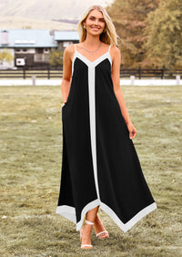 PRETTYGARDEN Women's Flowy Maxi Dress Summer Sleeveless V Neck Spaghetti Strap Elegant Wedding Party Dresses