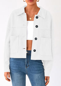 PRETTYGARDEN Women's Faux Suede Cropped Jacket Casual Lightweight Fall Fashion Winter Coats Outerwear Trendy Clothes