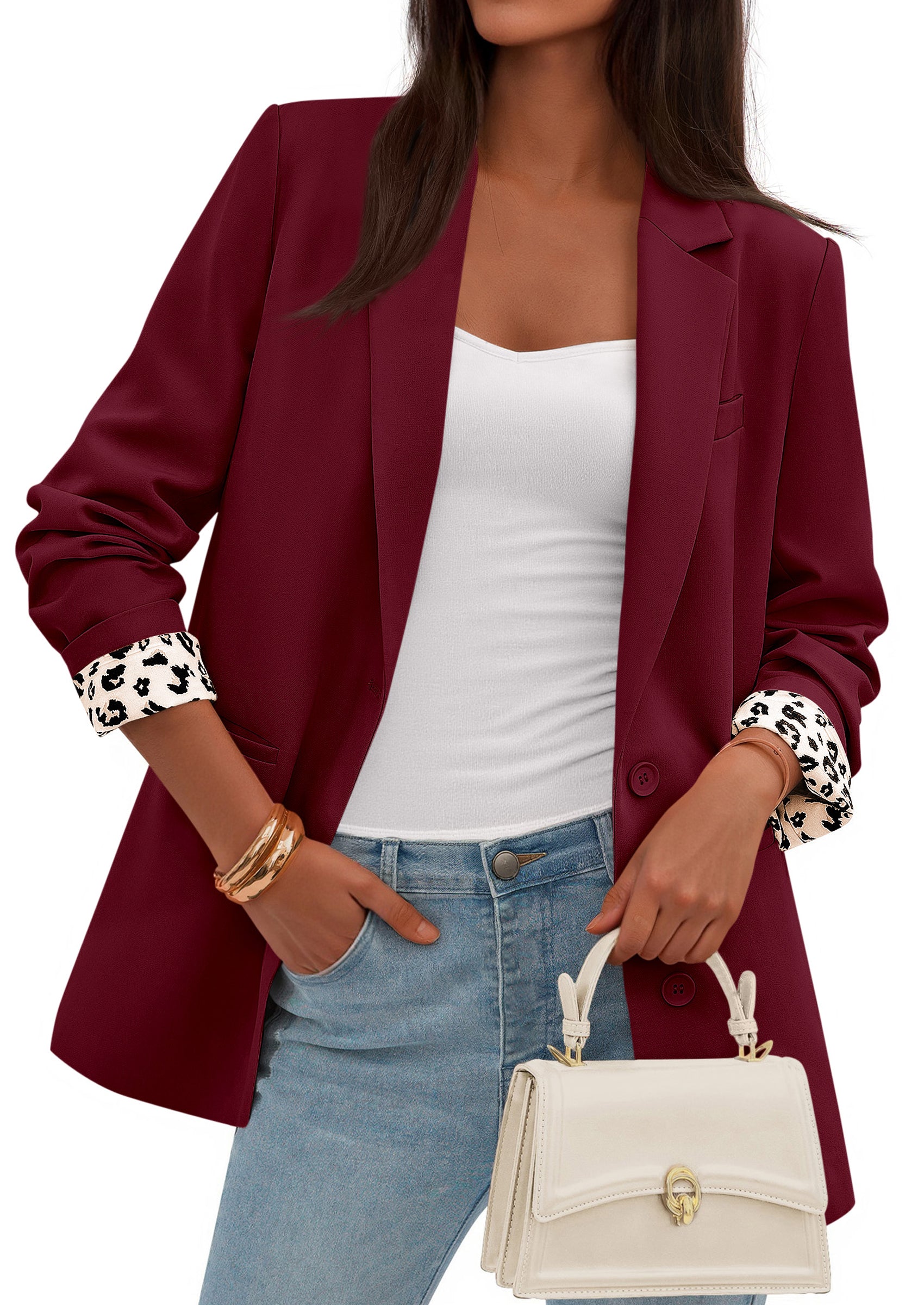 PRETTYGARDEN Blazers for Women Fall Work Office Suit Jackets Dressy Open Front Leopard Blazer Business Casual Outfits