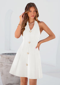 PRETTYGARDEN Cocktail Dresses for Women Short Summer Elegant Halter V Neck Sleeveless A Line Spring Mini Party Dress PRETTYGARDEN