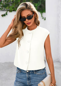 PRETTYGARDEN Women's Summer Suit Vest Dressy Casual Crop Tops Business Work Office Clothes Trendy Blazer Waistcoat PRETTYGARDEN