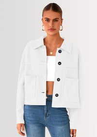 PRETTYGARDEN Women's Faux Suede Cropped Jacket Casual Lightweight Fall Fashion Winter Coats Outerwear Trendy Clothes