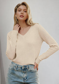 PRETTYGARDEN Women's V Neck Sweaters Fall Casual Long Sleeve Classic Pullover Cozy Knit Tops Loose Basic Winter Clothing PRETTYGARDEN