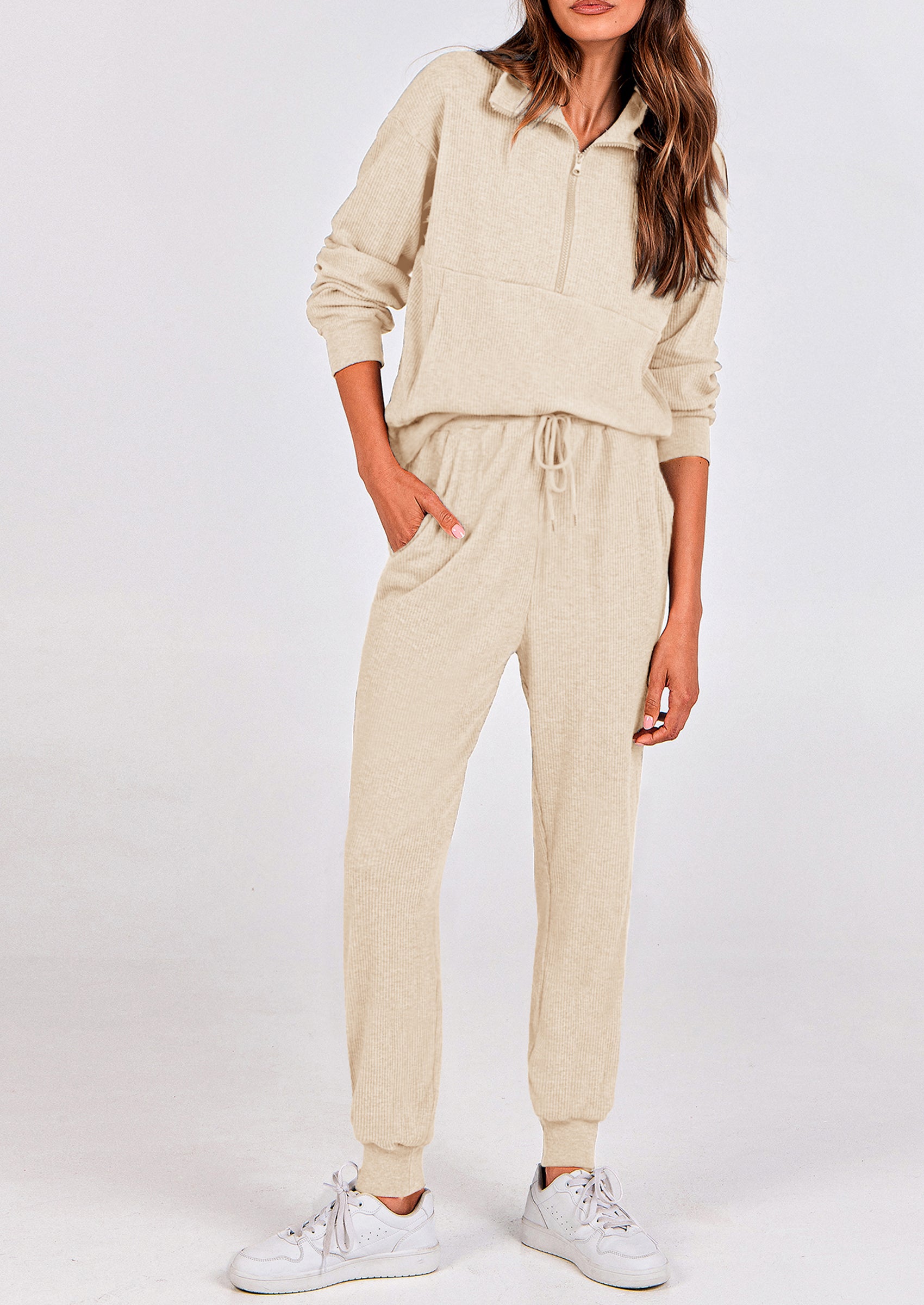 PRETTYGARDEN Women's Fall 2 Piece Lounge Sets Zip Up Sweatshirt Jogger Pants Sweat Track Suits Travel Outfit Winter Clothing