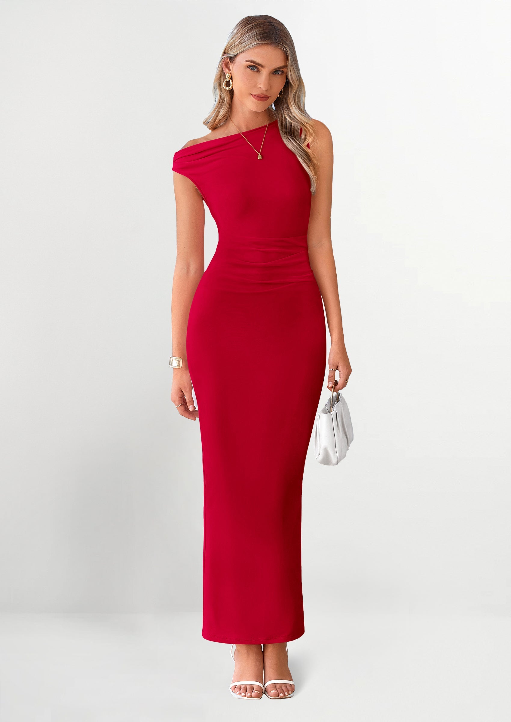 pretty garden one shoulder dress PRETTYGARDEN One Shoulder Bodycon Mesh Wedding Guest Cocktail Maxi Dre
