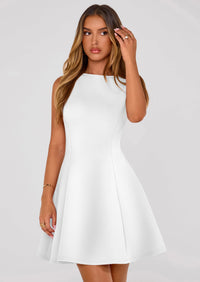 PRETTYGARDEN Summer Dresses for Women Elegant Sleeveless Boat Neck A Line Spring Formal Cocktail Party Mini Dress PRETTYGARDEN