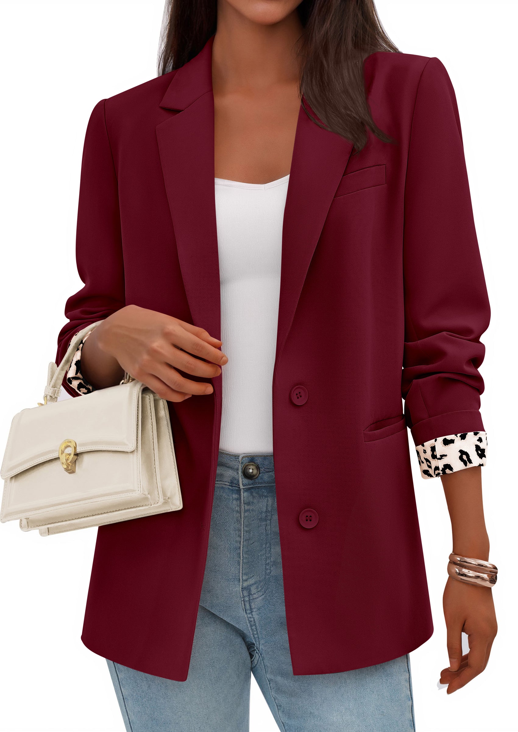 PRETTYGARDEN Blazers for Women Fall Work Office Suit Jackets Dressy Open Front Leopard Blazer Business Casual Outfits