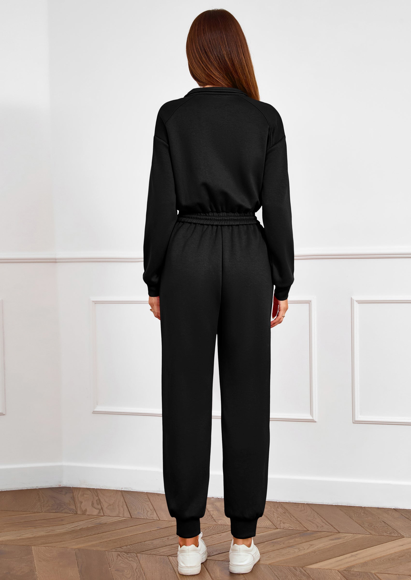 PRETTYGARDEN Long Sleeve Jumpsuits for Women Casual  Fall Fashion Zip Up Pant Rompers One Piece Sweatsuits Travel Outfits