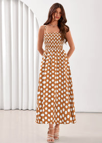 PRETTYGARDEN Womens Summer Dresses Spring Sleeveless Spaghetti Straps Casual Midi Dress Polka Dot Smocked Beach Sundress PRETTYGARDEN