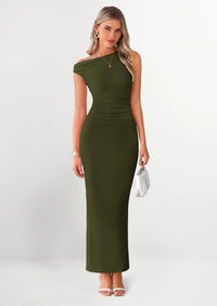 PRETTYGARDEN One Shoulder Bodycon Mesh Wedding Guest Cocktail Maxi Dresses