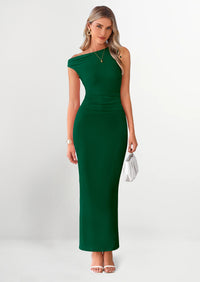 PRETTYGARDEN One Shoulder Bodycon Mesh Wedding Guest Cocktail Maxi Dresses