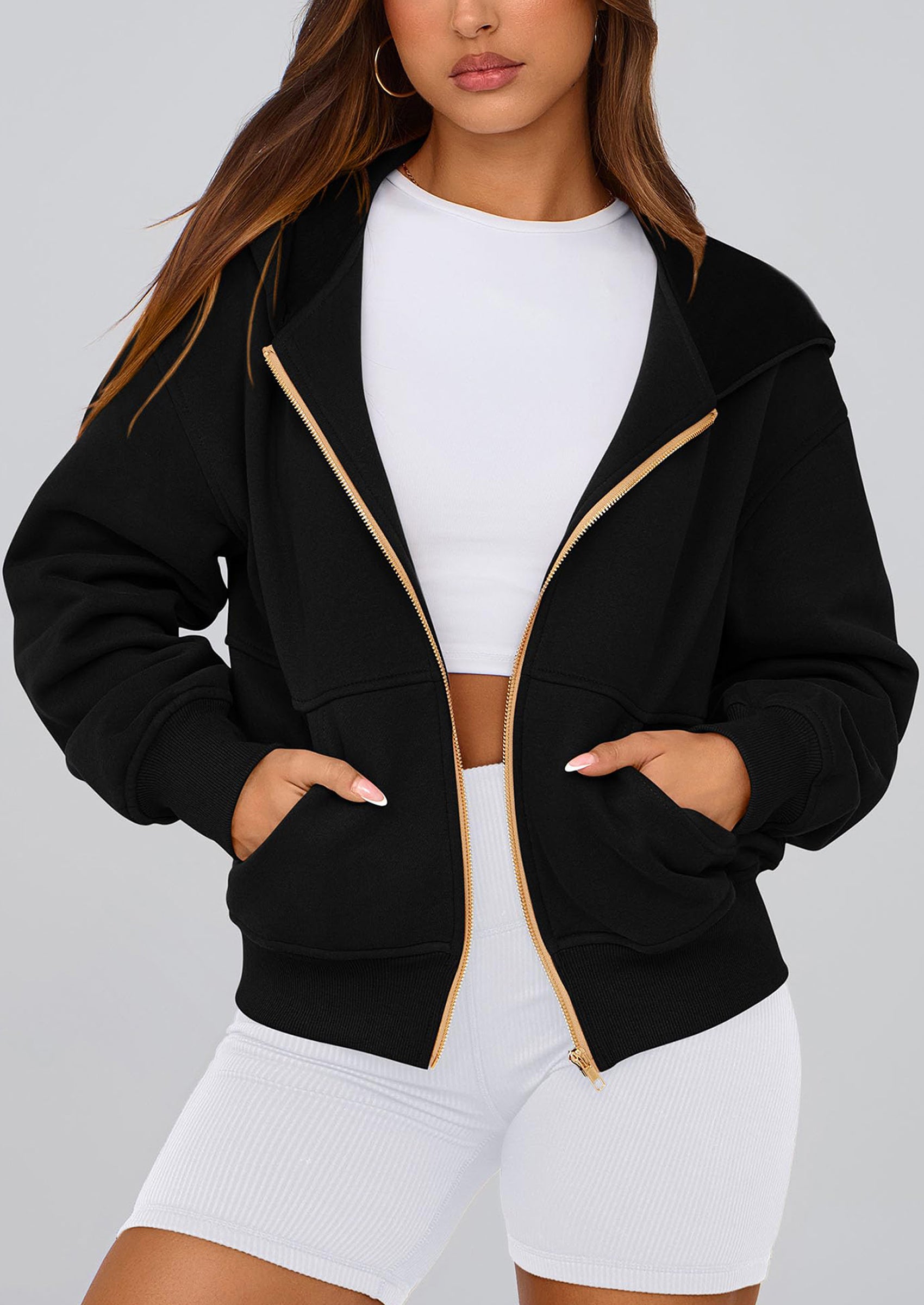 PRETTYGARDEN Hoodies For Women Sweatshirt Zip Up Hoodie Fall Fashion Trendy Long Sleeve Jackets Winter Clothing Outfits