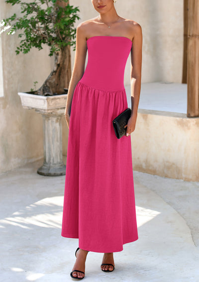 PRETTYGARDEN Women Strapless Elegant Going Out Maxi Dresses