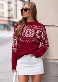 PRETTYGARDEN Women's Fair Isle Oversized Sweater | Relaxed Fit, Soft Cozy Knit, Long Sleeve Pullover, Crew Neck, Going Out Tops, Fall Holiday Outfits, Winter Fashion Clothing