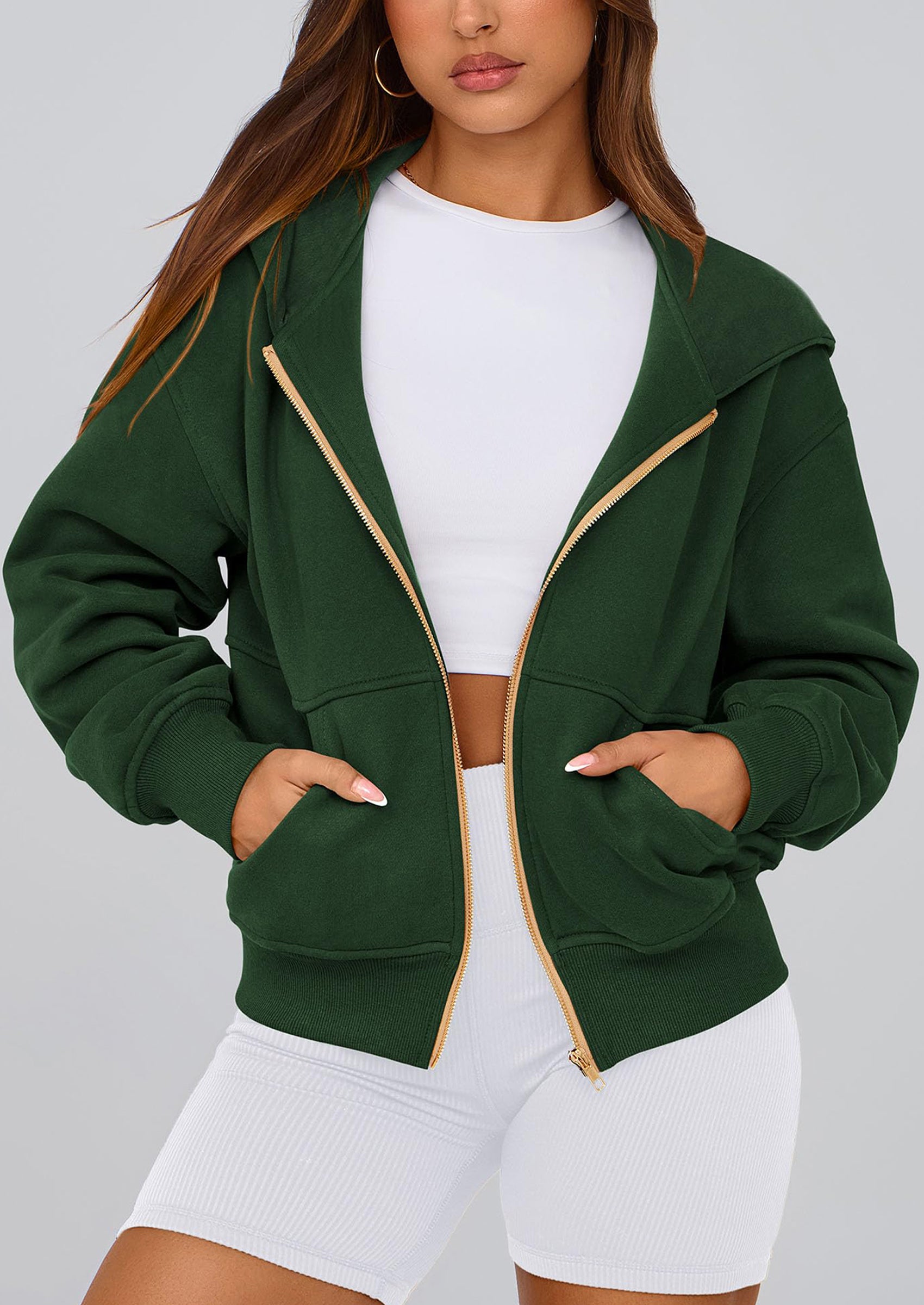 PRETTYGARDEN Hoodies For Women Sweatshirt Zip Up Hoodie Fall Fashion Trendy Long Sleeve Jackets Winter Clothing Outfits