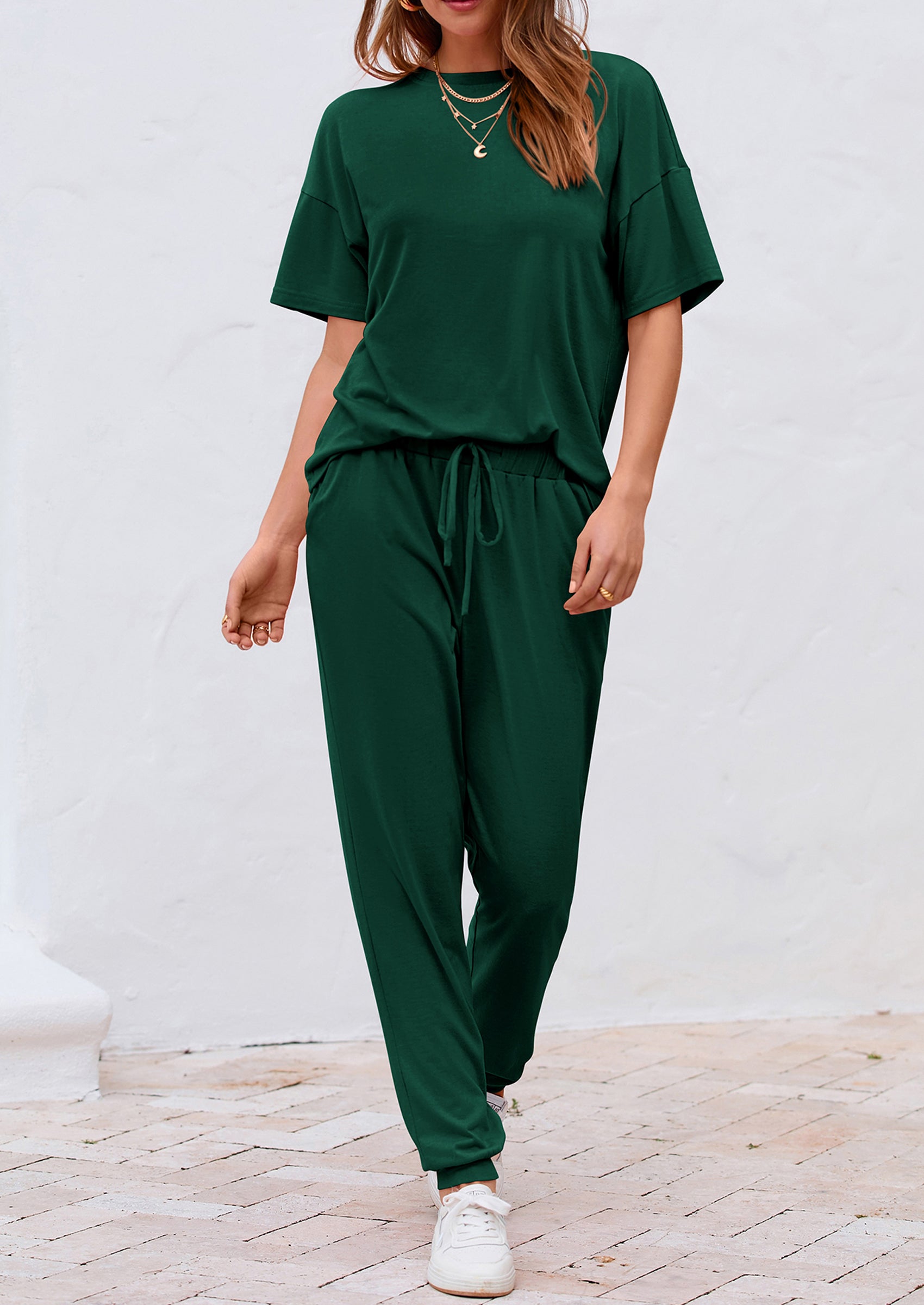 PRETTYGARDEN Women's Two Piece Lounge Sets Spring Summer Jogger Pants Vacation Outfits Travel Airplane Matching Clothes