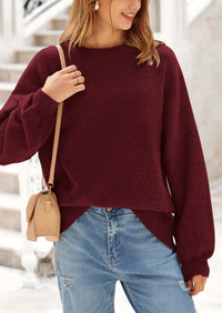 PRETTYGARDEN Women's Fall Sweaters Casual Crew Neck Long Sleeve Pullover Tops Ribbed Knit Loose Fit Winter Clothes