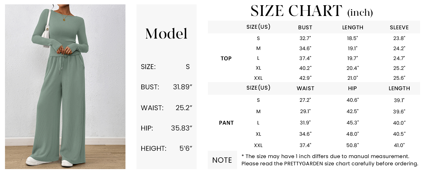 PRETTYGARDEN Women's 2 Piece Lounge Sets Fall Fashion Long Sleeve Crop Top Wide Leg Pants Matching Sets Clothing