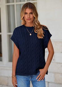 PRETTYGARDEN Women's Sweater Vest Summer Short Sleeve Tops Casual Crewneck Knit Oversized Pullover Trendy Spring Outfits PRETTYGARDEN