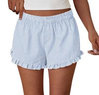 PRETTYGARDEN Womens Boxer Shorts Y2K Ruffle Pajama Summer Spring Lounge Sleep Striped Casual Beach Pj Bottoms Pockets PRETTYGARDEN
