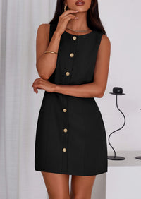 PRETTYGARDEN Work Dresses for Women Spring Business Formal Short Dress Sleeveless Button Down Elegant Office Outfits