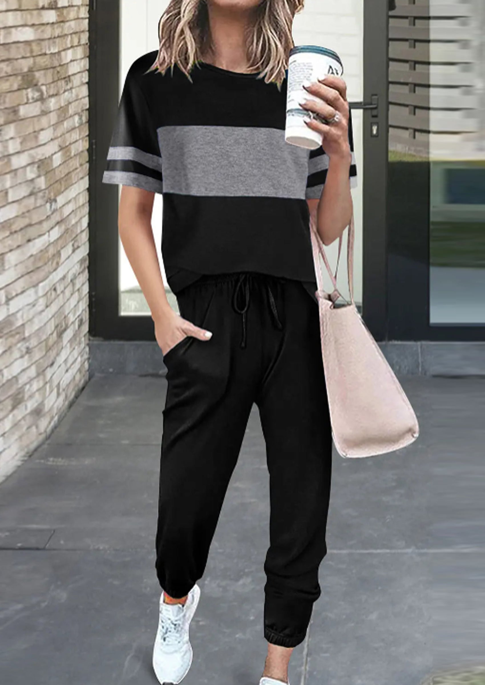 PRETTYGARDEN Women's Two Piece Lounge Sets Spring Summer Jogger Pants Vacation Outfits Travel Airplane Matching Clothes