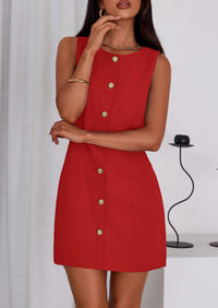 PRETTYGARDEN Work Dresses for Women Spring Business Formal Short Dress Sleeveless Button Down Elegant Office Outfits