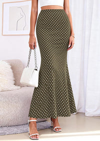 PRETTYGARDEN Maxi Skirts for Women 2026 Summer Flowy High Waisted Polka Dot Mermaid Office Work Spring Fashion Long Skirt PRETTYGARDEN