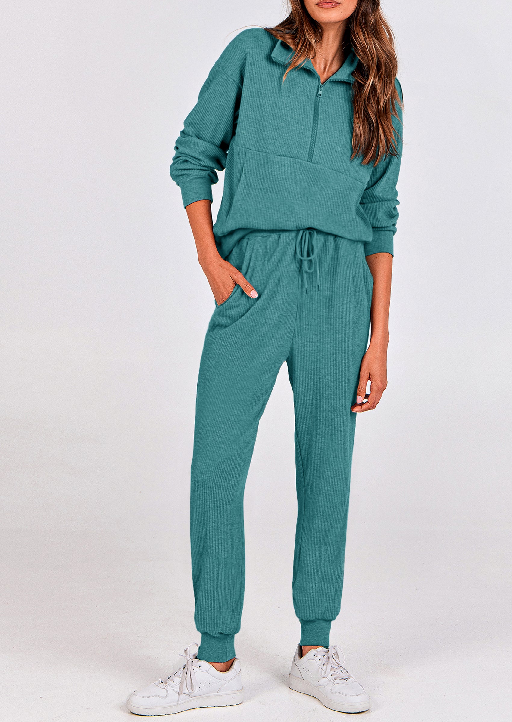 PRETTYGARDEN Women's Fall 2 Piece Lounge Sets Zip Up Sweatshirt Jogger Pants Sweat Track Suits Travel Outfit Winter Clothing