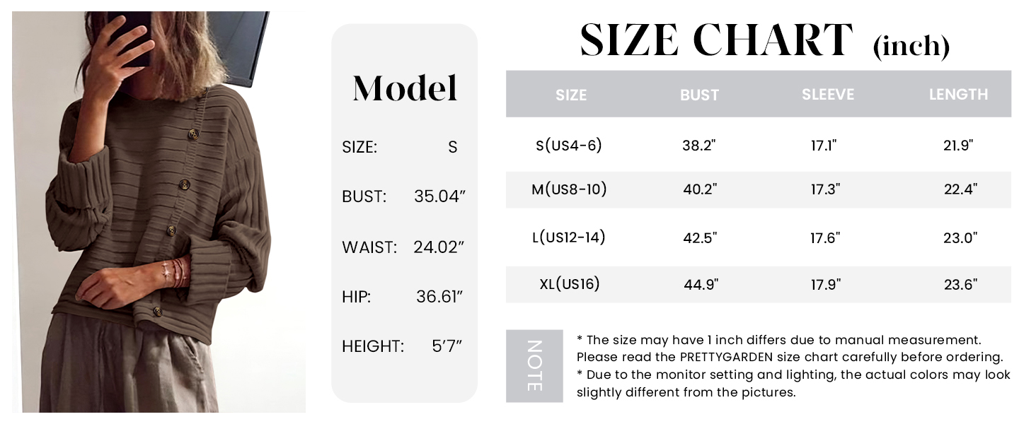 PRETTYGARDEN Womens Sweaters Fall Casual Long Sleeve Crewneck Button Loose Winter Knit Pullover Sweater Tops